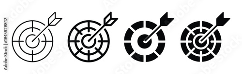 Target with Arrow Vector Icons Set