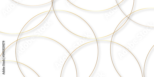 Abstract background golden circle stock line with shadows. abstract artistic geometric background Gold circles abstract seamless vector pattern. Minimal style white website banner, decoration Vector.