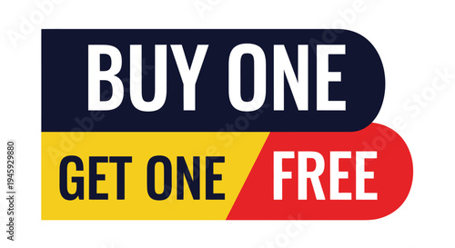 Striking vector graphic illustration displaying a bold buy one get one free promotion design banner