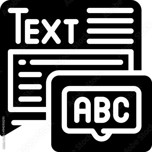 text bubble glyph icon. Strong and solid vector icon for websites, mobile interfaces, presentations, and visual branding. High quality and easy to edit.