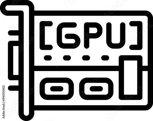 gpu line icon. Clean and minimalist vector icon for websites, mobile apps, presentations, and logos. Fully scalable and customizable for any project.