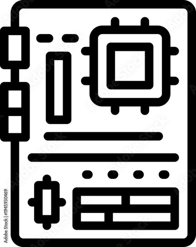 mainboard line icon. Clean and minimalist vector icon for websites, mobile apps, presentations, and logos. Fully scalable and customizable for any project.