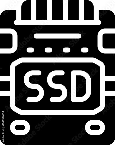 ssd glyph icon. Strong and solid vector icon for websites, mobile interfaces, presentations, and visual branding. High quality and easy to edit.