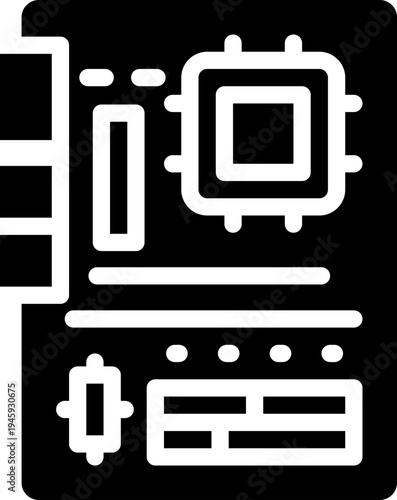 mainboard glyph icon. Strong and solid vector icon for websites, mobile interfaces, presentations, and visual branding. High quality and easy to edit.