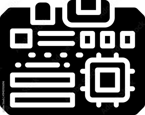 motherboard glyph icon. Strong and solid vector icon for websites, mobile interfaces, presentations, and visual branding. High quality and easy to edit.