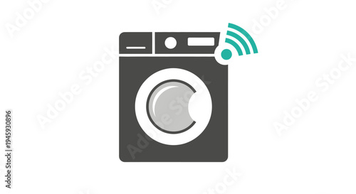 Smart Washing Machine Icon with WiFi Connectivity.