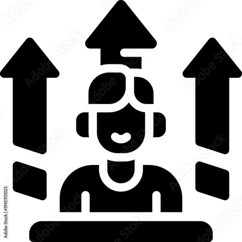 skill growth glyph icon. Strong and solid vector icon for websites, mobile interfaces, presentations, and visual branding. High quality and easy to edit.