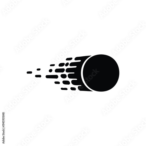 Speed Motion Graphic Element Flying Ball with
 Trail silhouette icon vector flat design.
