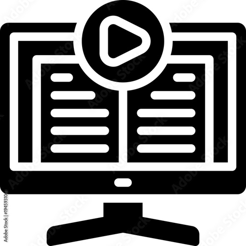 online course glyph icon. Strong and solid vector icon for websites, mobile interfaces, presentations, and visual branding. High quality and easy to edit.