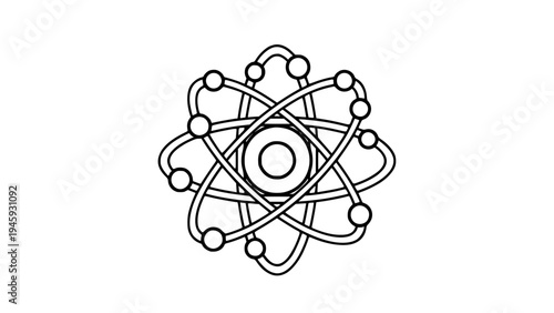 Atom orbit symbol flat style black white icon 