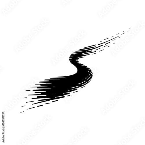 Running water stream black white icon 