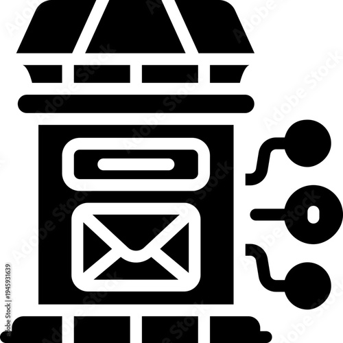 mail box glyph icon. Strong and solid vector icon for websites, mobile interfaces, presentations, and visual branding. High quality and easy to edit.