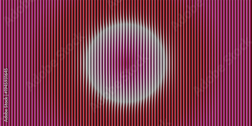 Abstract vertical striped pattern vector background with a central white and pink gradient oval, creating an optical illusion effect for modern designs