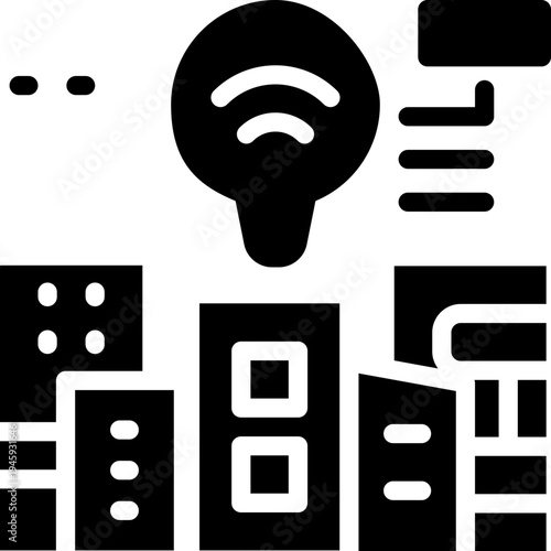 smart city glyph icon. Strong and solid vector icon for websites, mobile interfaces, presentations, and visual branding. High quality and easy to edit.