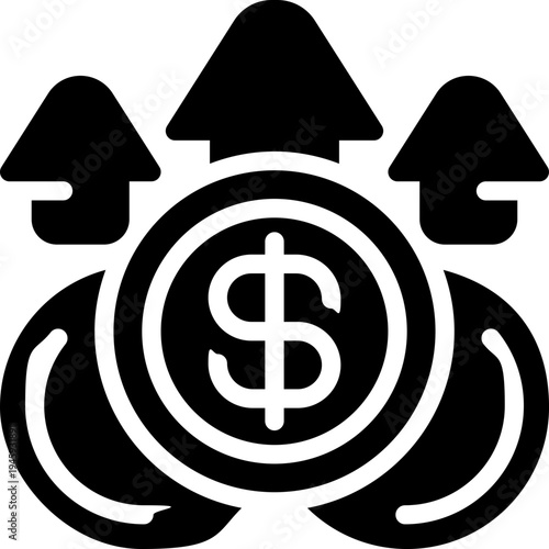 income glyph icon. Strong and solid vector icon for websites, mobile interfaces, presentations, and visual branding. High quality and easy to edit.