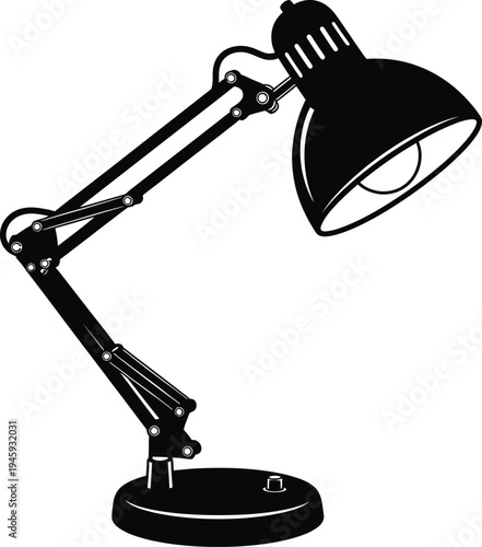 Modern adjustable desk lamp with flexible arm and round base