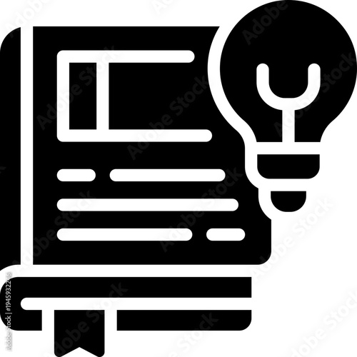 knowledge glyph icon. Strong and solid vector icon for websites, mobile interfaces, presentations, and visual branding. High quality and easy to edit.