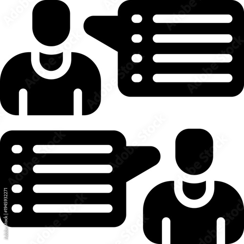 talk glyph icon. Strong and solid vector icon for websites, mobile interfaces, presentations, and visual branding. High quality and easy to edit.