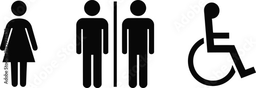 Icons representing gender-specific and accessibility restroom facilities Vector