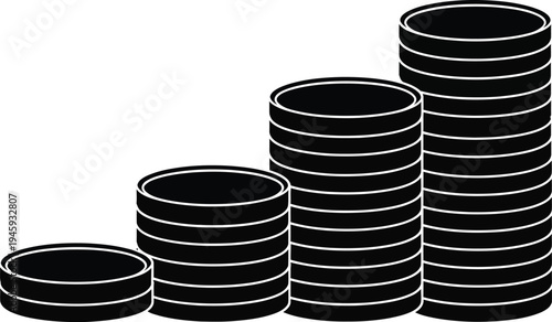 Growing stacks of coins representing financial progress and savings accumulation