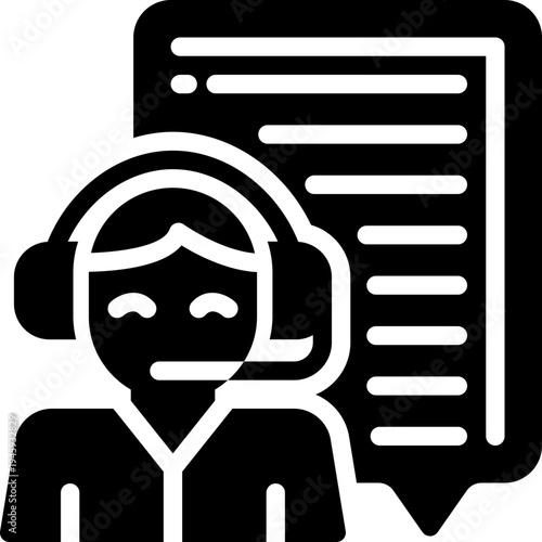 assistant glyph icon. Strong and solid vector icon for websites, mobile interfaces, presentations, and visual branding. High quality and easy to edit.