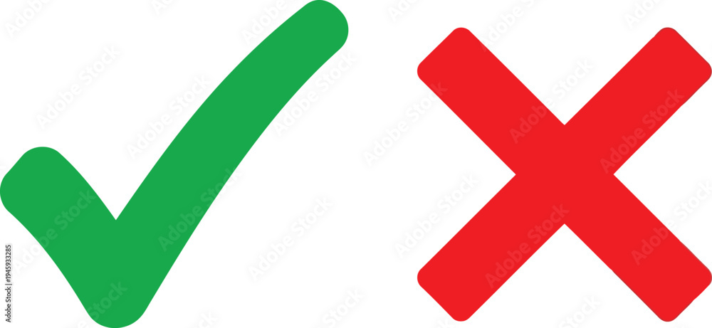 Obraz premium Visual representation of correct and incorrect actions using check and cross marks Vector