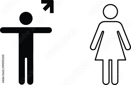 Gender-specific restroom symbols with an indication of accessibility option for men Vector