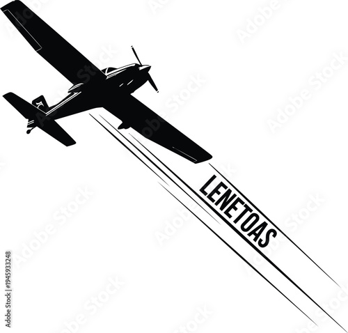 Vintage plane logo featuring the brand name lenetoas in bold letters