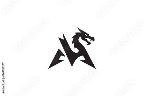 Dynamic aa logo design featuring a fierce dragon head and sharp geometric shapes