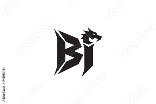Dynamic bi logo design featuring a fierce dragon head emblem for modern brands