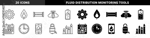 Smart Water Management and Resource Monitoring Hybrid Icons Combining Utilities With Digital Data Pipelines Cloud Plumbing and Conservation Symbols