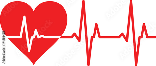 A vibrant heart with a heartbeat line illustration symbolizing love and health Vector