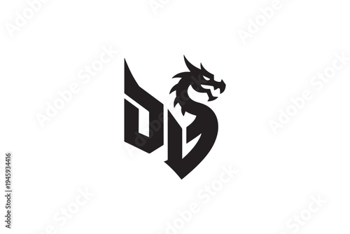 Dynamic dj dragon logo design powerful mythical creature symbol for music and entertainment brands