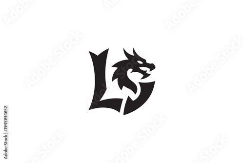 Dynamic dragon head design integrated into a stylized letter d logo mark