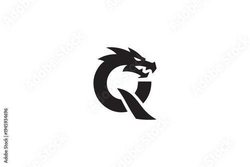 Dynamic dragon head design integrated with letter q logo mark
