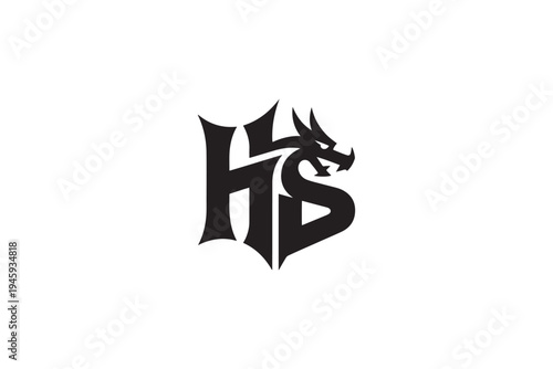 Dynamic dragon head integrated with bold hb monogram logo design