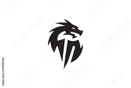 Dynamic dragon head logo design silhouette for a powerful brand identity