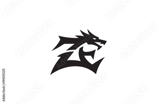 Dynamic dragon head logo featuring bold black z letterform