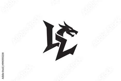 Dragon head integrated with bold stylized letters forming a powerful emblem