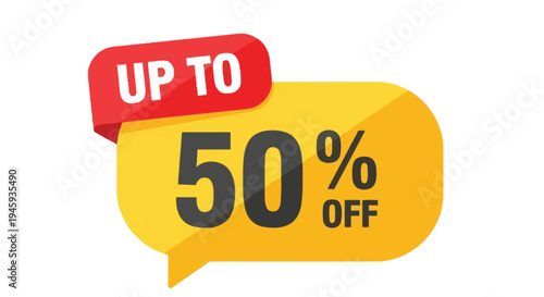 Bold vector illustration graphic advertising a fifty percent off sale promotion banner design