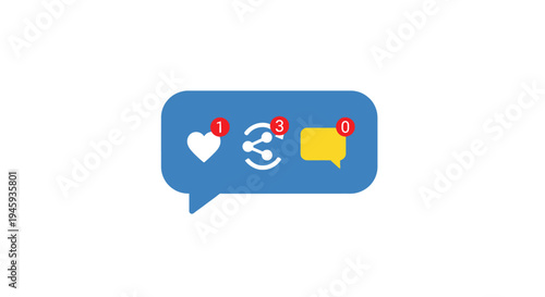 Social Media Notification Icon with Alerts.