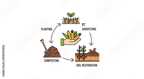 Soil composting and restoration process cycle.