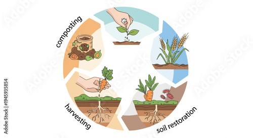 Soil restoration and plant growth process.
