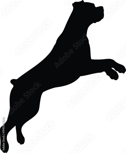 Rottweiler jumping forward silhouette vector