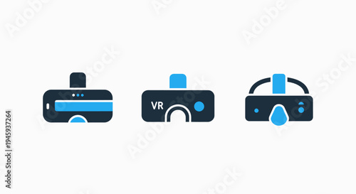 Virtual reality headset icons for gaming, entertainment, and immersive technology