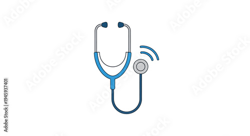 Stethoscope with digital signal icon illustration.