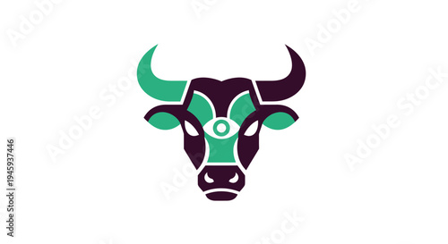 Stylized Bull Head Graphic Illustration.