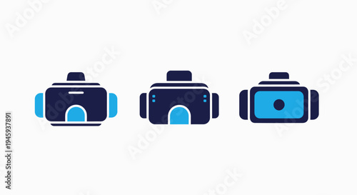 Virtual reality headset icons: vr goggles, immersive technology, and digital entertainment for future gaming