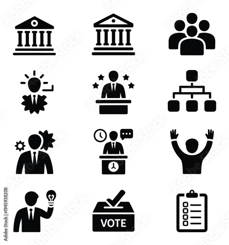 Business and Government Vector Icons Set