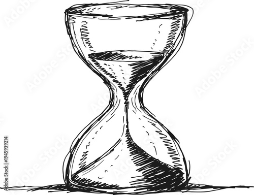 Hourglass illustration hand drawn vintage sand timer symbol measuring time and passing moments